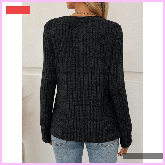 Long Sleeve Tunic Sweater Top Lightweight Fall Fashion Outfit - Picture 4 of 4